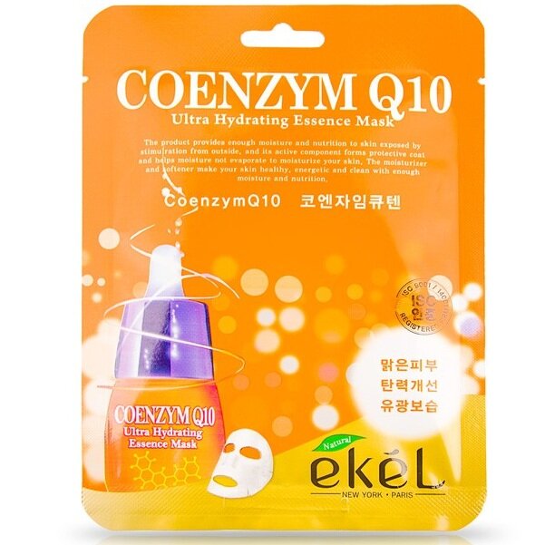 Антивозрастная тканевая маска с коэнзимом Ekel Coenzym Q10 Ultra Hydrating Essense Mask, 25 мл. фото 1 — BascoMarket