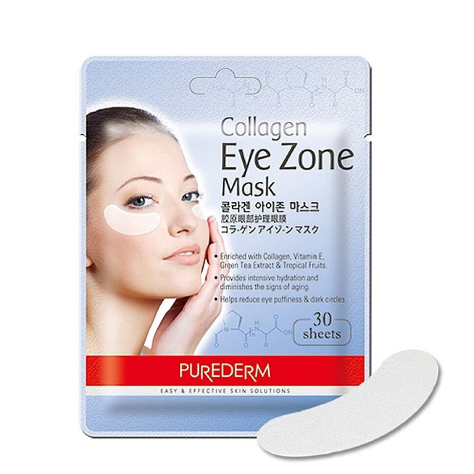 Гидрогелевые патчи с коллагеном для кожи вокруг глаз Purederm Collagen Eye Zone, 30 шт. фото 1 — BascoMarket